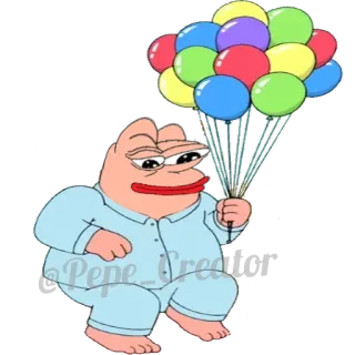 🐸 Pepe the Frog Pepe_Creator Mème, Grenouille, Ballons, Dessin animé, Personnage telegram sticker