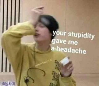 🤯 your stupidity gave me a headache ปวดหัว, ความโง่, มีม, หงุดหงิด telegram sticker