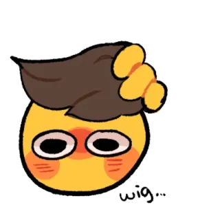 😶 wig... Emoji, Peruca, Desenho animado, Adesivo telegram sticker