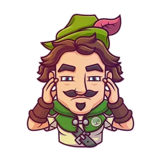 😯 homem, chapéu, bigode, verde, desenho animado, adesivo telegram sticker