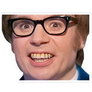 😁 Austin Powers austin powers, mặt, hài hước, kính, retro telegram sticker