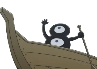 🚤 dessin animé, bateau, personnage, animé, yeux, aviron, salut, créature telegram sticker