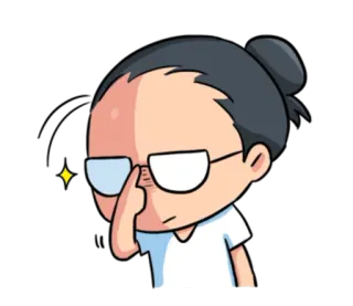 ✨ 卡通, 人物, 眼镜, 男人, 人, 思考 telegram sticker