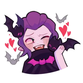 🦇 Anime, Desenho animado, Morcegos, Corações, Fofo, Kawaii telegram sticker