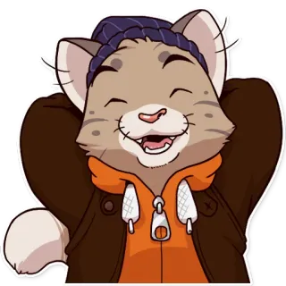 😀 chat, dessin animé, autocollant, joyeux, souriant, animé telegram sticker