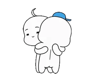 🫂 만화, 포옹, 귀여운, 애니메이션, 흰색, 친근한 telegram sticker