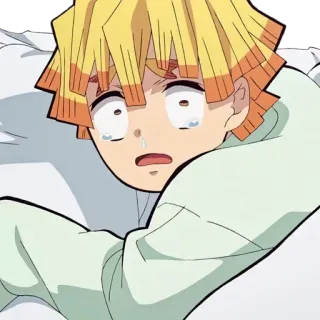 😰 Zenitsu Agatsuma Demon Slayer anime, crying, demon slayer, zenitsu, fear, shock telegram sticker