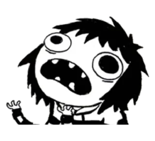 🔮 desenho animado, personagem, chocado, exagerado, expressão, preto e branco telegram sticker