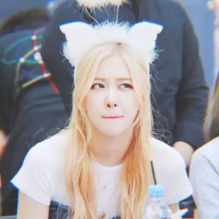 🍤 mulher, orelhas de gato, cabelo loiro, retrato, k-pop, fofo, pessoa telegram sticker