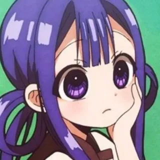 🤔 anime, garota, fofa, mangá, personagem, cabelo roxo whatsapp sticker