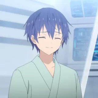 😅 anime, boy, smile, blue hair telegram sticker