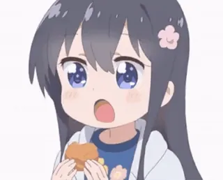😋 Anime, Fille, Mignon, Dessin animé, Manger, Adorable telegram sticker