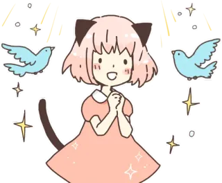 😇 Anya Anime, Spy Family, Orelhas de gato, Kawaii, Fofo, Desenho animado telegram sticker