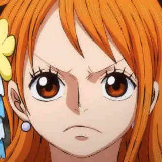 🍑 Nami One Piece 动漫, 女孩, 橙色头发, 可爱, 严肃 telegram sticker