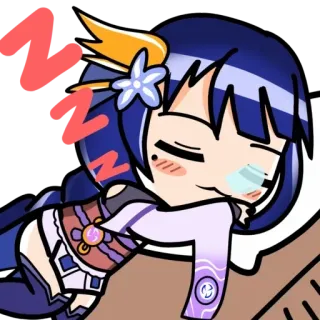 ⚡️ Raiden Shogun Genshin Impact ZZZ anime, śpiący, słodki, kawaii, Genshin Impact telegram sticker