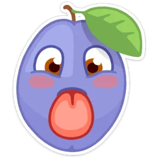 🍈 plum, emoji, fruit, cartoon, sticker telegram sticker