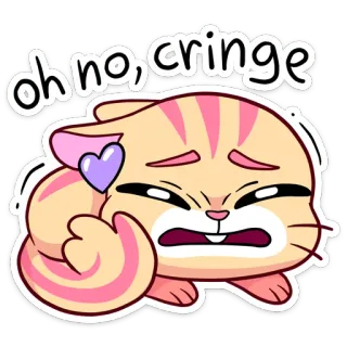 💜 oh no, cringe 猫, 尬, 不适, 卡通, 可爱, 贴纸 telegram sticker