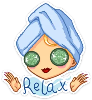 👽 Relax relax, spa, cetriolo, bellezza, rilassante, cura della pelle telegram sticker