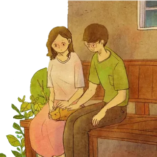 😊 pasangan, bangku, cinta, kucing, keintiman telegram sticker