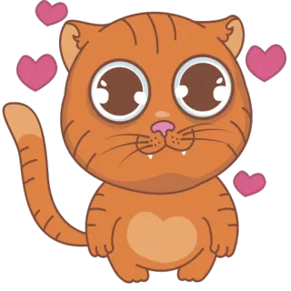 😘 cat, hearts, cute, animal, orange, kitten, love telegram sticker