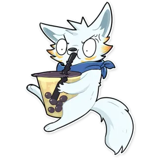 🧋 fox, boba tea, cute, cartoon, sticker, kawaii, animal telegram sticker