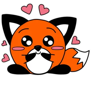 🥰 キツネ, マンガ, 動物, かわいい, ハート, ステッカー telegram sticker
