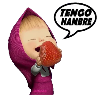 🍓 Masha Masha and the Bear TENGO HAMBRE dibujos animados, niño, fresa, hambriento, Masha, oso telegram sticker