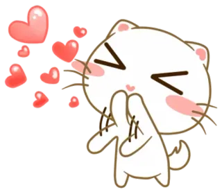 😘 cat, hearts, kiss, cute, animal, cartoon telegram sticker