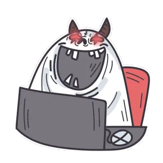💻 Monster, Laptop, Cartoon, Figur, Dämon telegram sticker
