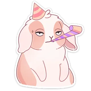 🥳 coelho, festa, animal, celebração, fofo, adesivo, buzina de festa, chapéu whatsapp sticker