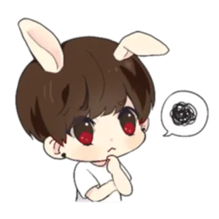 🤔 Anime, Dibujos animados, Personaje, Sticker, Orejas de conejo, Confundido telegram sticker