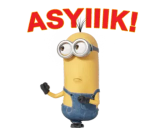 😗 Minion ASYIIIK! cartoon, minion, funny, meme, humor telegram sticker