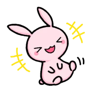 😂 lapin, mignon, kawaii, joyeux, rose, dessin animé, cartoon whatsapp sticker