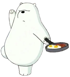 🍳 Ice Bear We Bare Bears urso, cozinhar, ovos, comida, desenho animado telegram sticker