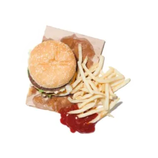 🍔 burger, kentang goreng, saus tomat, makanan cepat saji, makanan, hidangan telegram sticker
