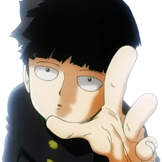 ✋ Shigeo Kageyama Mob Psycho 100 Anime, Mob Psycho 100, Shigeo Kageyama, Friedenszeichen, Charakter whatsapp sticker