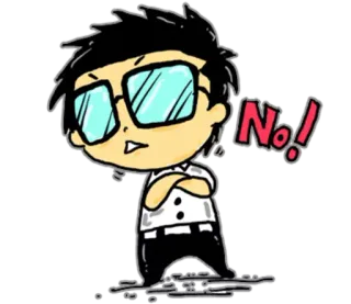 🙅 No! Desenho animado, Não, Negação, Bravo, Óculos whatsapp sticker