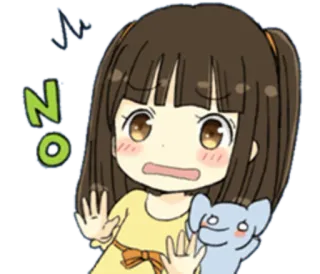 🙅 NO nie, dziewczyna, anime, odrzucenie, niezgoda telegram sticker