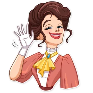 👋 wanita, halo, melambai, vintage, salam, ramah telegram sticker