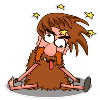 😖 Cartoon, benommen, verwirrt, Sterne, Figur, erschöpft telegram sticker