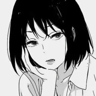 🧃 anime, chica, pelo negro, triste, cansada, manga telegram sticker