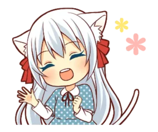 👋 Anime, Katzenmädchen, Chibi, Kawaii, Cartoon telegram sticker