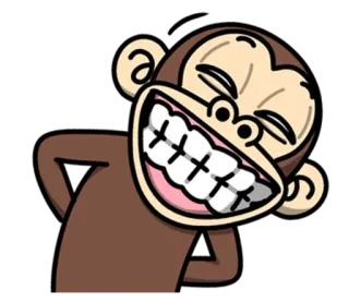 🐵 원숭이, 동물, 만화, 미소, 행복한 telegram sticker