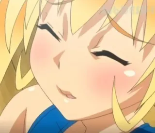 🥵 Anime, Capelli Biondi, Ragazza, Felice, Sorridendo, Primo Piano telegram sticker