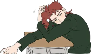 😴 Kakyoin Noriaki JoJo's Bizarre Adventure Anime, Manga, Kakyoin, JoJo's Bizarre Adventure, ngủ, nhân vật, mệt mỏi telegram sticker