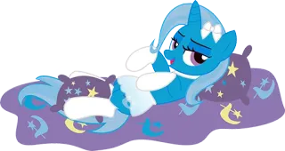 😴 Pony, Cartoon, Bett, Schlaf, Mondsicheln, Kissen, Sterne telegram sticker