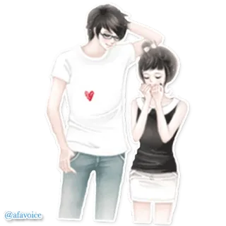 😍 @afavoice para, miłość, romantyczny, ilustracja, kreskówka, anime telegram sticker