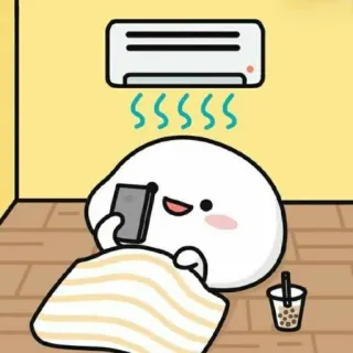 📱 süß, Klimaanlage, Handy, entspannend, Bubble Tea telegram sticker