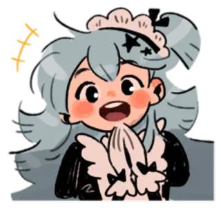 🙏 Anime, Maid, Carino, Ragazza Anime, Cartone animato, Personaggio telegram sticker