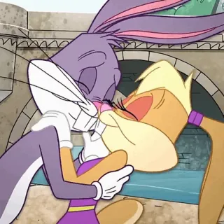 🥕 Bugs Bunny Looney Tunes dibujos animados, Looney Tunes, Bugs Bunny, Lola Bunny, beso, amor, cariño telegram sticker